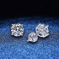 2 Carat Moissanite Earrings Studs for Women Men Screw Thread Ear Stud 925 Solid Silver With White Gold Plated Jewelry