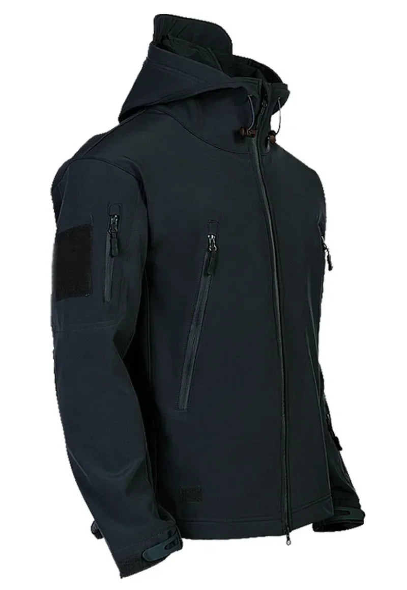Motorcycle Shark Skin Soft Shell Jackets Men Tactical Windproof Waterproof jacket men Combat Jackets Mens Hooded Bomber Coats