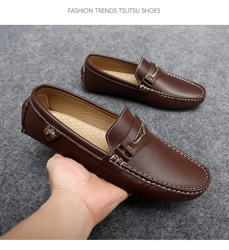 Formal Italian Shoes Men Handmade Leather Loafer Driving Flats Slip-on Casual Shoes Luxury Comfy Moccasins Dress Shoes for Men