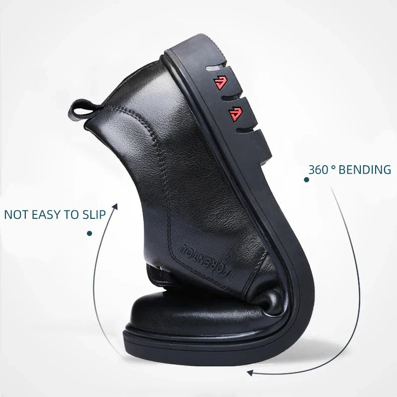 LAORENTOU men's business casual leather shoes, genuine leather, breathable Korean casual men's shoes, thick soles 83581