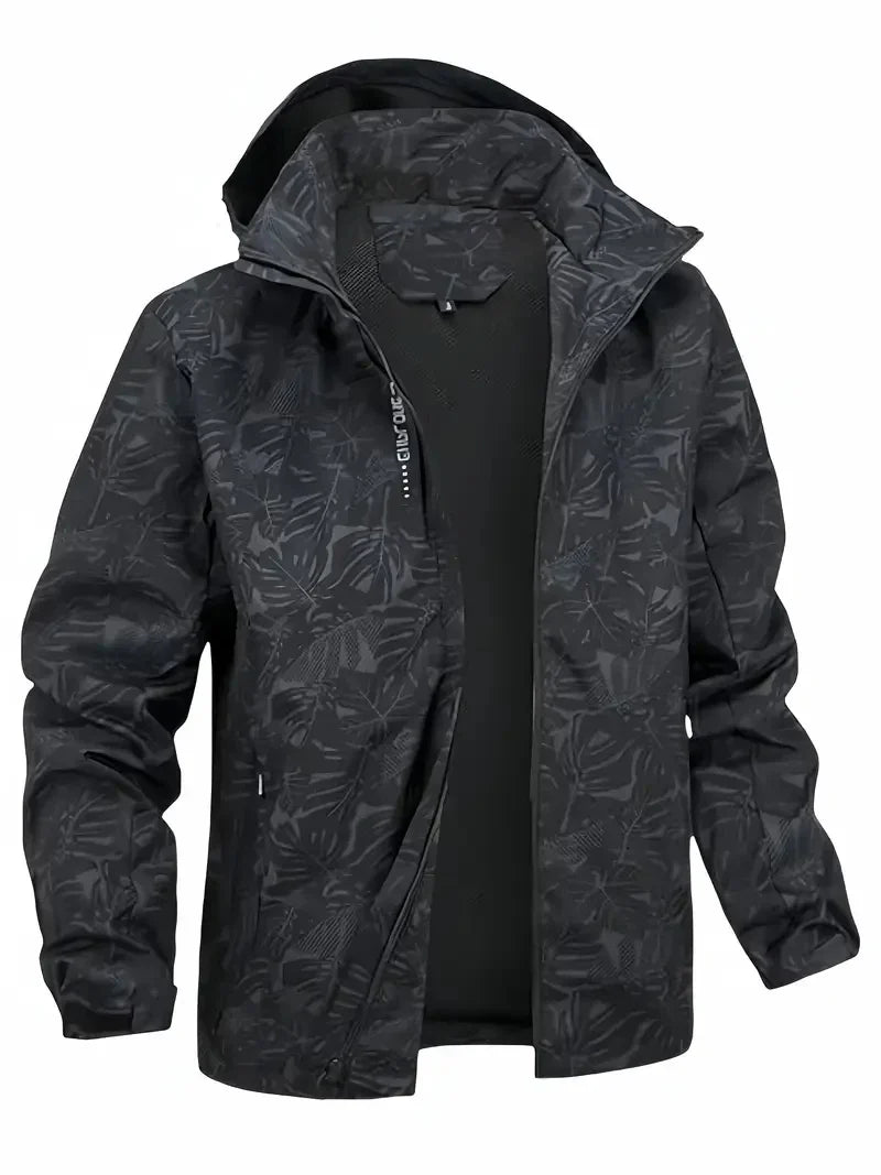 Men's Casual Lightweight Waterproof Windbreaker Jacket, Full Zip Up Hooded Shell Outdoor Hiking Coat For Autumn Size