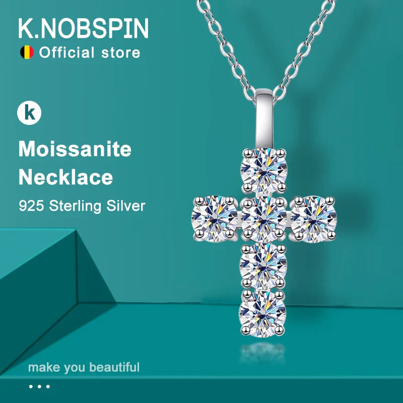3ct D VVS1 Moissanite Cross Pendant Necklaces for Women Man Sparking Diamond with GRA 100% 925 Sterling Silver Necklace
