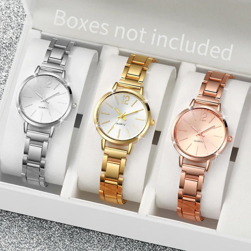 1/3PCS Fashion Women's Watches Stainless Steel Band Analog Quartz Watch Reloj Mujer（Without Box）