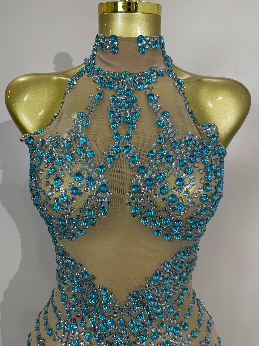 Sparkly Rhinestones Sexy Mesh See Through Dress Party Evening Prom Celebrate Birthday Dress Singer Dancer Show Stage Wear