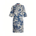 2025 Summer Fashion Women Commuting V Neck Dresses Fashion Midi Printed New Lady Straight Dress