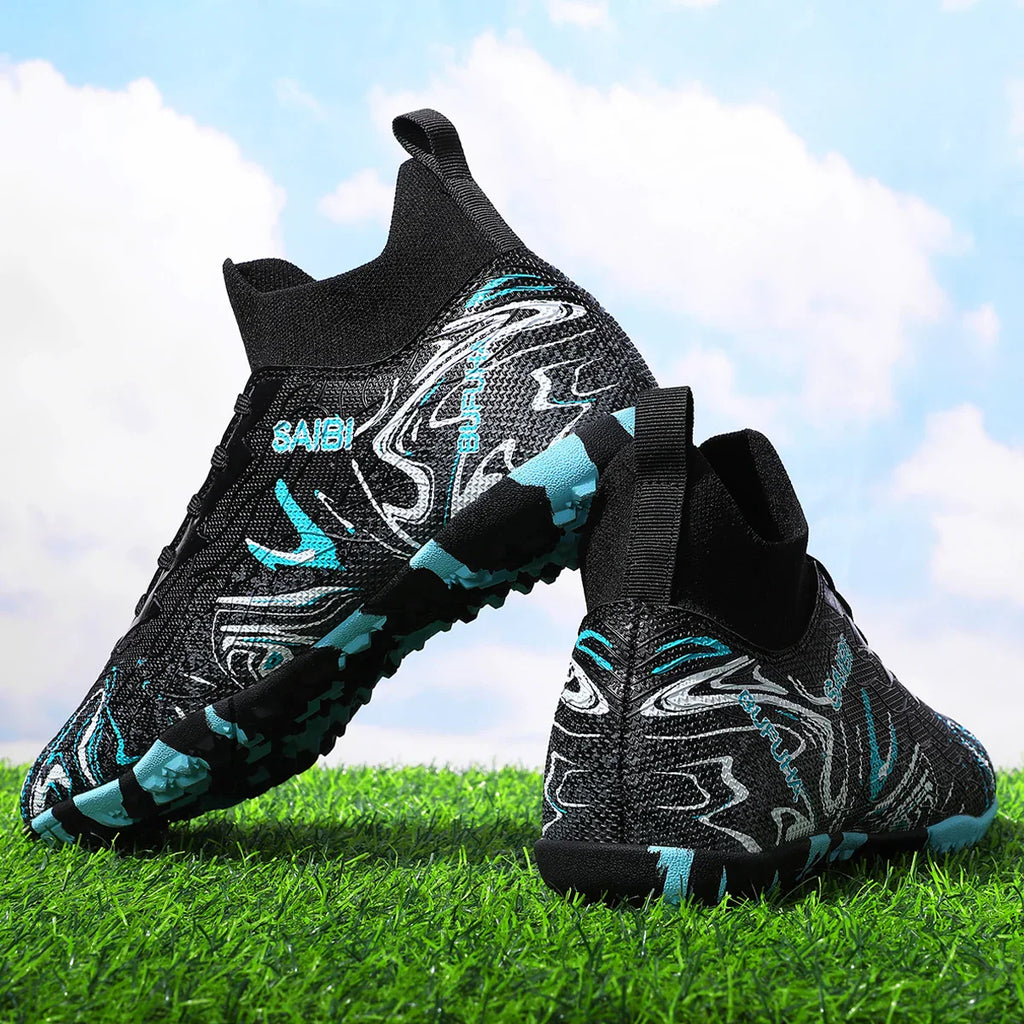 Breathable men's soccer shoes with TF broken nails, outdoor sports shoes, anti slip and effective ankle protection
