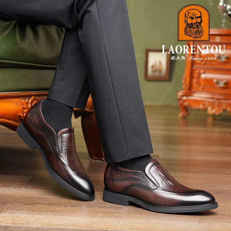 Men’s Crocodile Pattern Formal Business Shoes – Faux Leather Dress Footwear for Office & Events