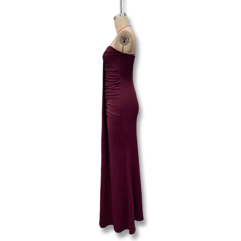 2026 Elegant Strapless Dress Women Classic Patchwork Ribbon Ruched Sexy Birthday Party Skinny Stretch Chic Clubwear Vestidos
