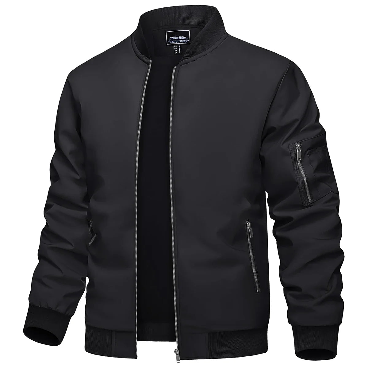 Men's Bomber Jacket Summer Autumn Thin Lightweight Casual Windbreaker Multi-pockets Full Zip Up Varsity Baseball Jacket