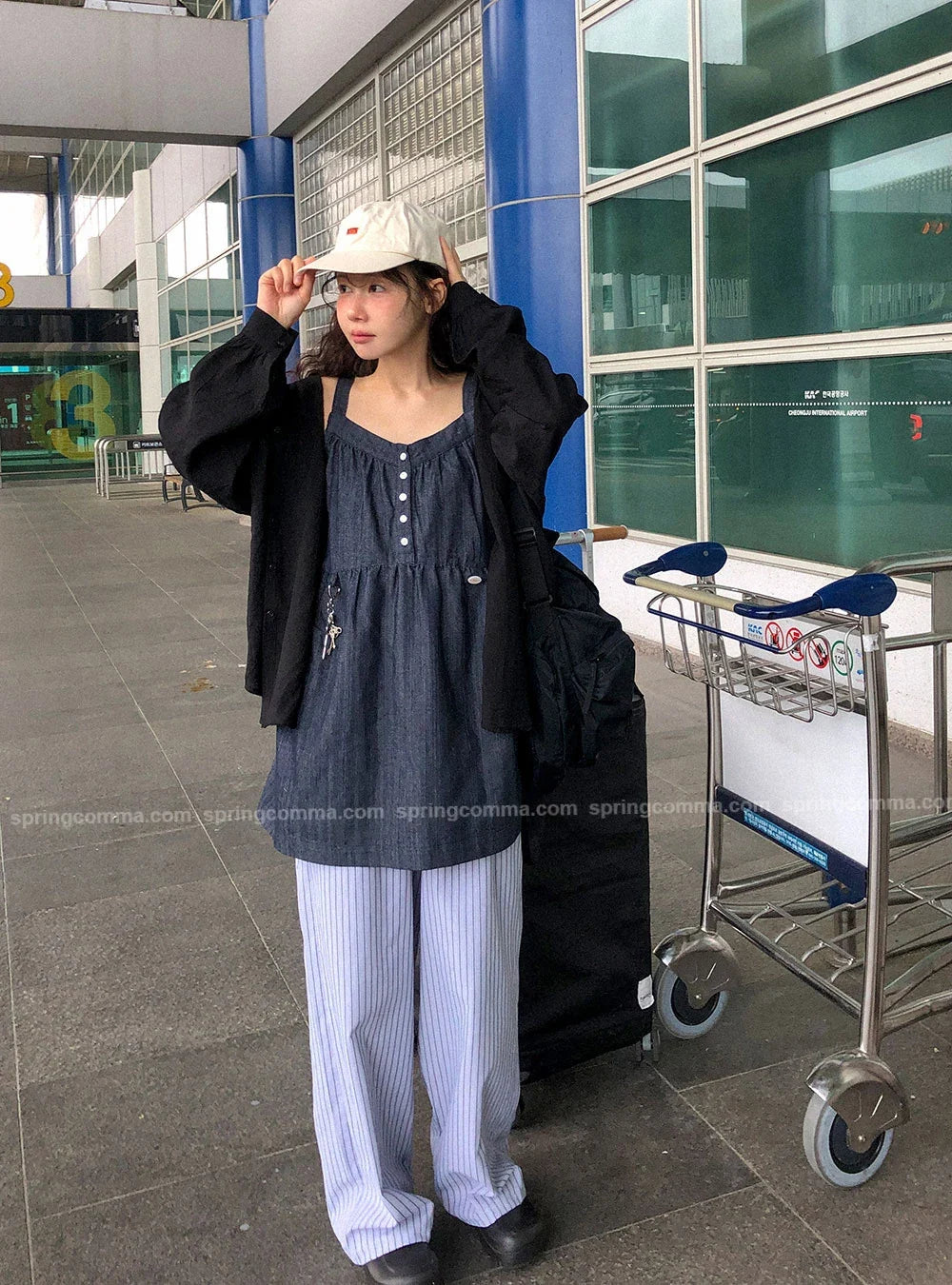 Korean Sle ort Denim Overalls Women's Faionable Summer Dr Vest Dr No Brand Commute Sle 00% Other Material