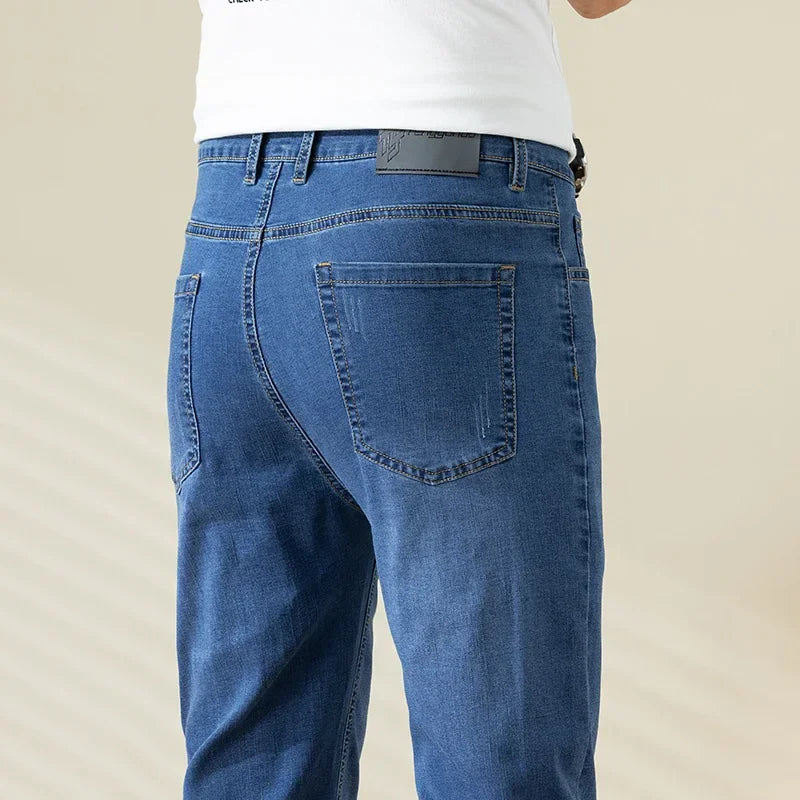 Summer Thin Mens Clothing Cowboys Slim Straight Jeans Men Denim Pants Casual Regular Fitness Men's Trousers Light Blue 2026 Y2K