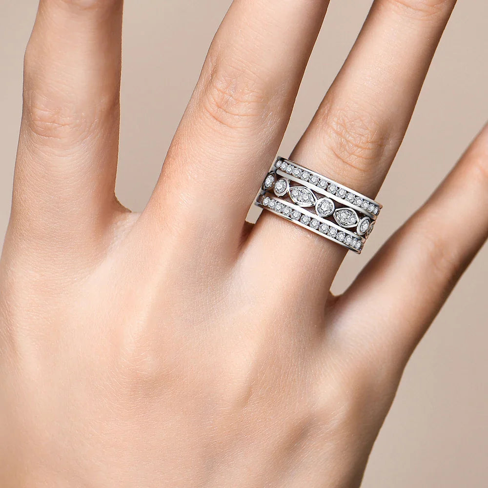 Luxury Full Moissanite Rings for Women D Color VVS1 Lab Diamond Band S925 Silver Engagement Wedding Jewelry Party Gift
