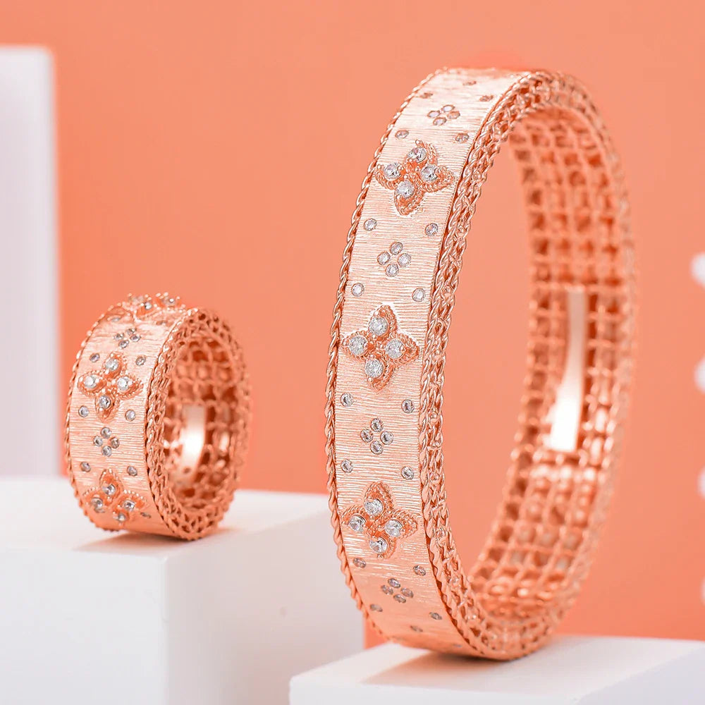 Luxury African Bangle Ring Sets Fashion Dubai Bridal Jewelry Sets For Women Wedding brincos para as mulheres 2024