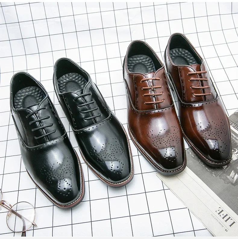 High Quality Leather Business Formal Shoes 2026 Classic Italian Casual Dress Shoes Men Elegant Office Formal Oxford Shoes