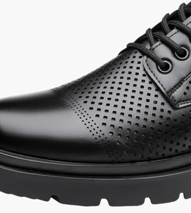 Men's Soft Leather Sandals Business British Style Perforated Breathable Non-Slip Suit Wedding Dress Shoes Summer