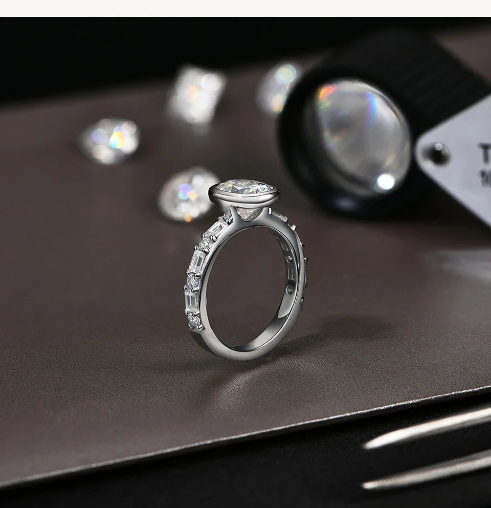 Top Quality Oval Cut 2.0CT Moissanite Rings for Women 925 Sterling SIlver Engagement Ring Jewelry Gift With Certificate