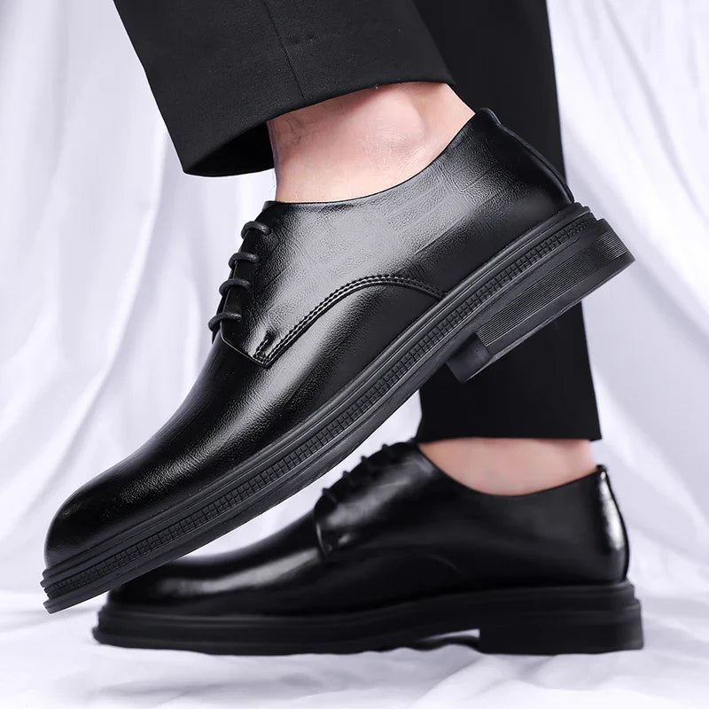 Men's Formal Leather Shoes Lace Up Breathable Non-slip Rubber Sole Lightweight Comfortable Dress Shoes Office & Special Occasion