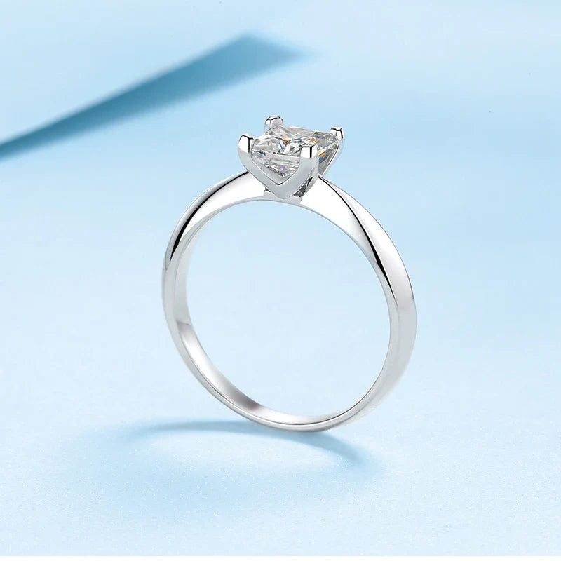 1ct 2ct Princess Cut Moissanite Lab Diamond Ring For Women 925 Sterling Silver Pass Diamond Test Bands Party Wedding Rings