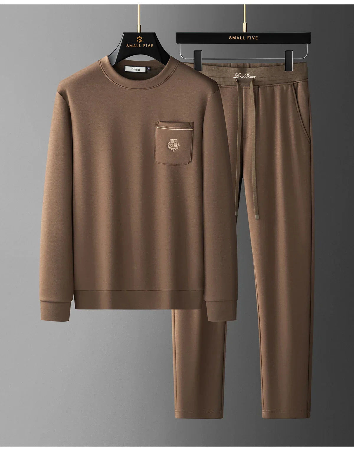 Autumn Light Luxury Italian Old Money Style Two-piece comfortable air-layer cotton men's sweatshirt casual sportswear set