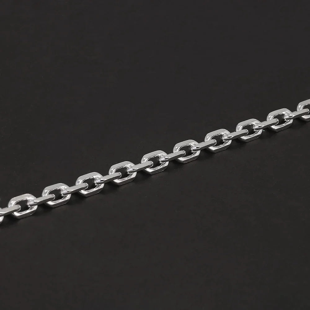 4mm 925 Sterling Silver Diamond-Cut Paperclip Chain Bracelet for Men Cable Link Chain Simple Hiphop Fashion Party Jewelry