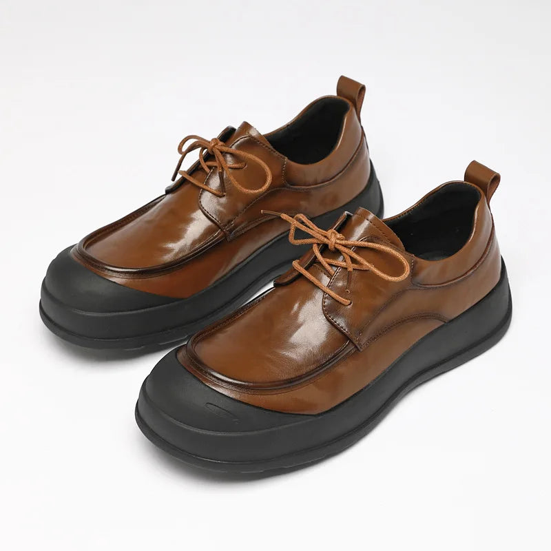 Spring New Designer Business Casual Shoes for Men Black Genuine Leather Shoes Male British Style Soft Sole Fashion Shoe Man