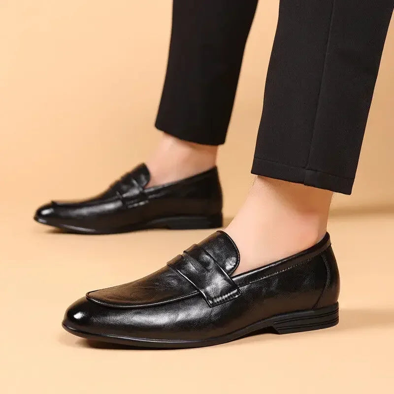 Brown Flat Leather Loafers Shoes for Men Fashion 2025 Classic Original Size Man Casual Shoe 45 Comfortable Shipping Free New In