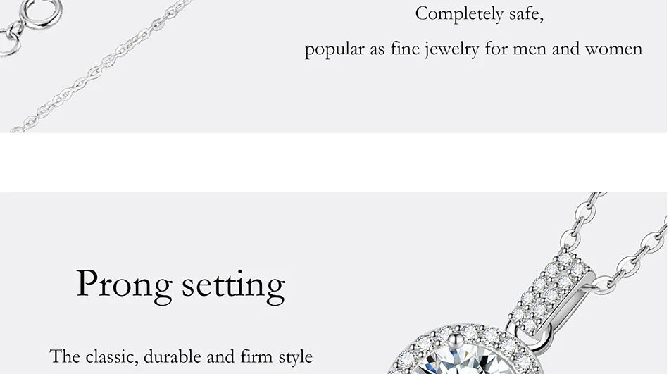 1-5CT Moissanite Necklace for Women S925 Pure Silver Round Laboratory Diamond Pendant Fashionable Wedding Luxury Jewelry