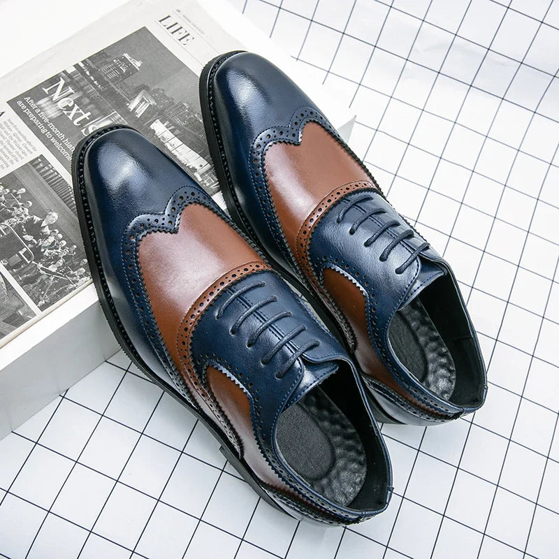 Italy High Quality Pointed Fashion Oxford Shoes Lace Up Men's Shoes Pointed Style Luxury Moccasin Casual Luxury Leather Shoes