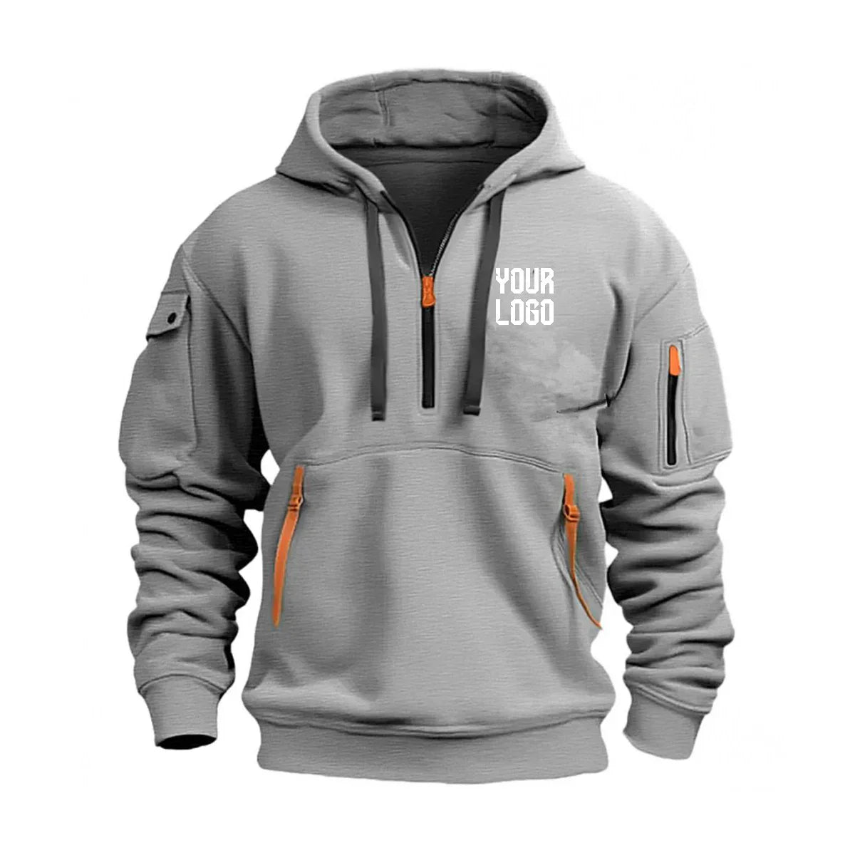 2025 new men's and women's multi pocket ribbon zipper wool hooded casual shirt loose pullover fashionable sports shirt top