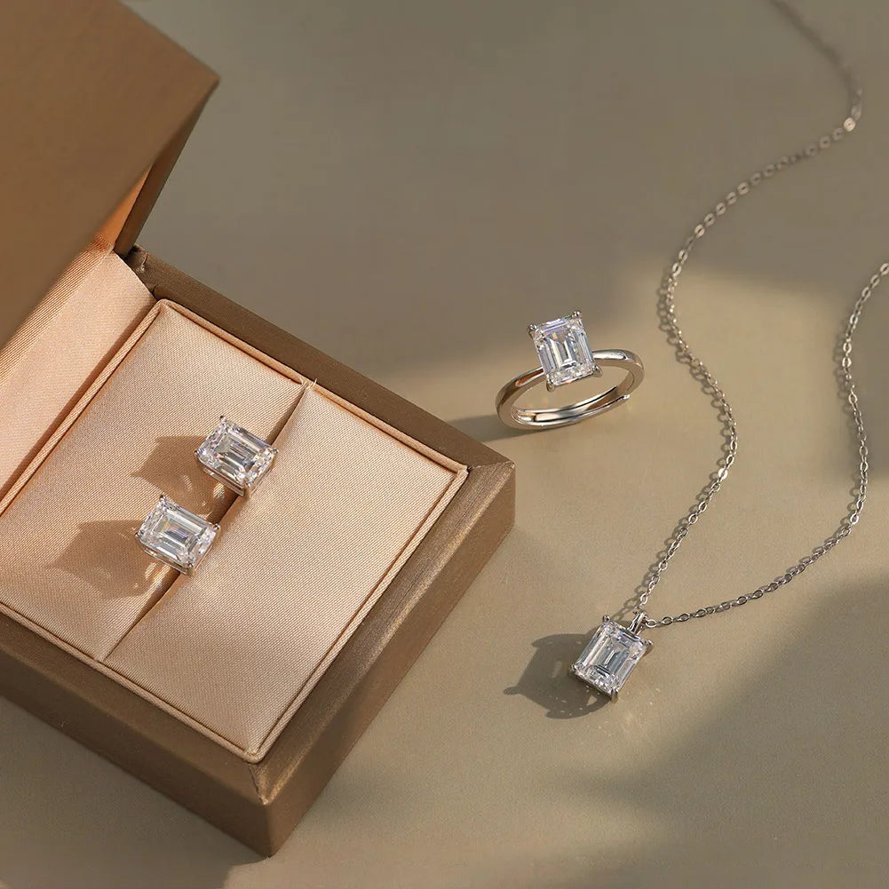 Soild 925 Sterling Silver Square Pendant Necklace with 8A Cubic Zirconia Lovers Jewelry Gift 45cm Neck Chain LZN27