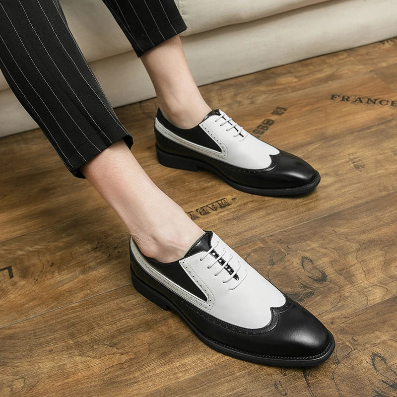 Spring black white leather shoes for men High quality wedding Dress shoes Business office loafers men shoe Luxury designer shoes
