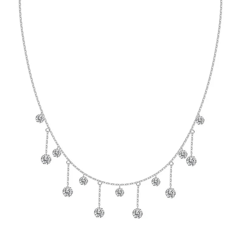 100% Real S925 Sterling Silver Pendant Girls 5A Zircon Stackable Wedding Necklace for Women Fine Jewelry Wholesale Chain