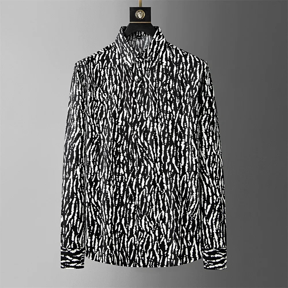 Crown Print Shirt Men's Long Sleeve Casual Shirt High Quality Fashion Popular Premium Plus Size Men's Clothing Disfraz De Hombre