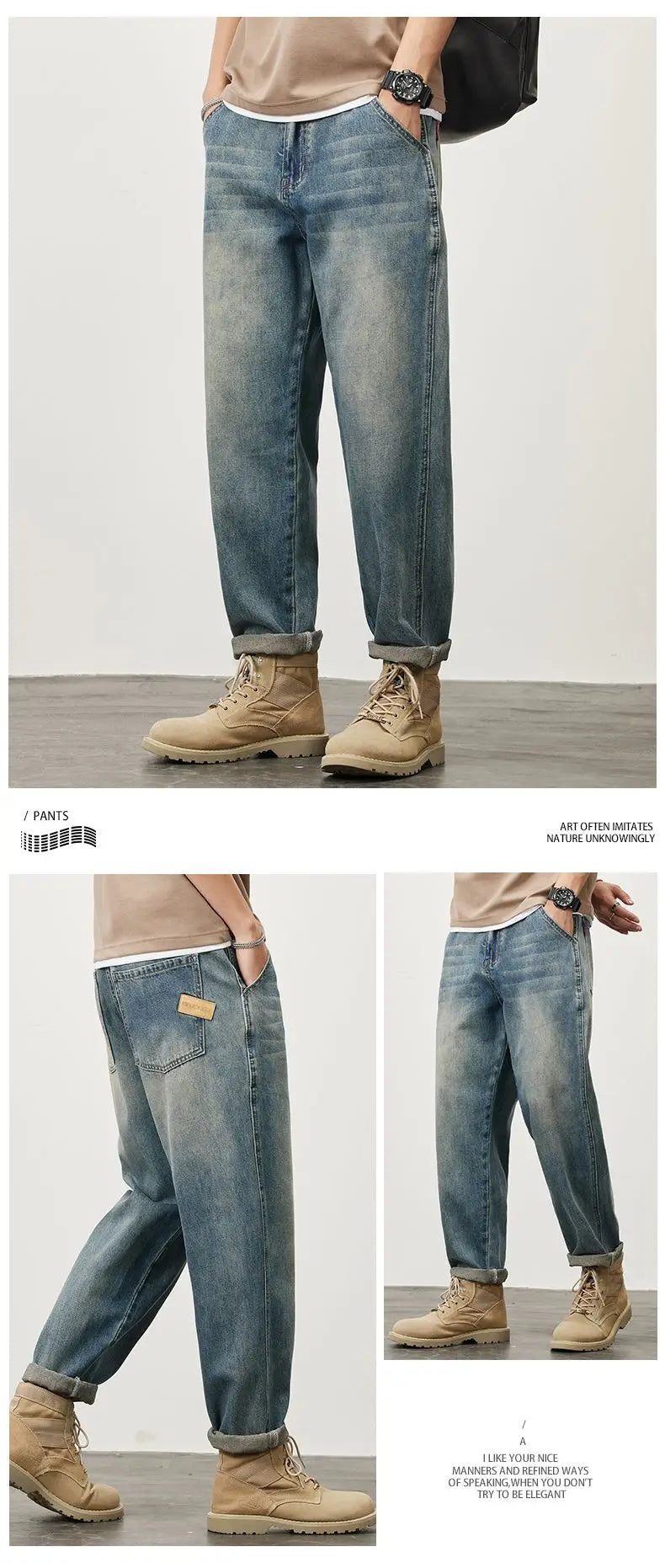 Summer Micro-cone Straight Jeans for Men Loose Comfortable and Versatile Casual Teenager Trendy Retro Trousers jeans for man
