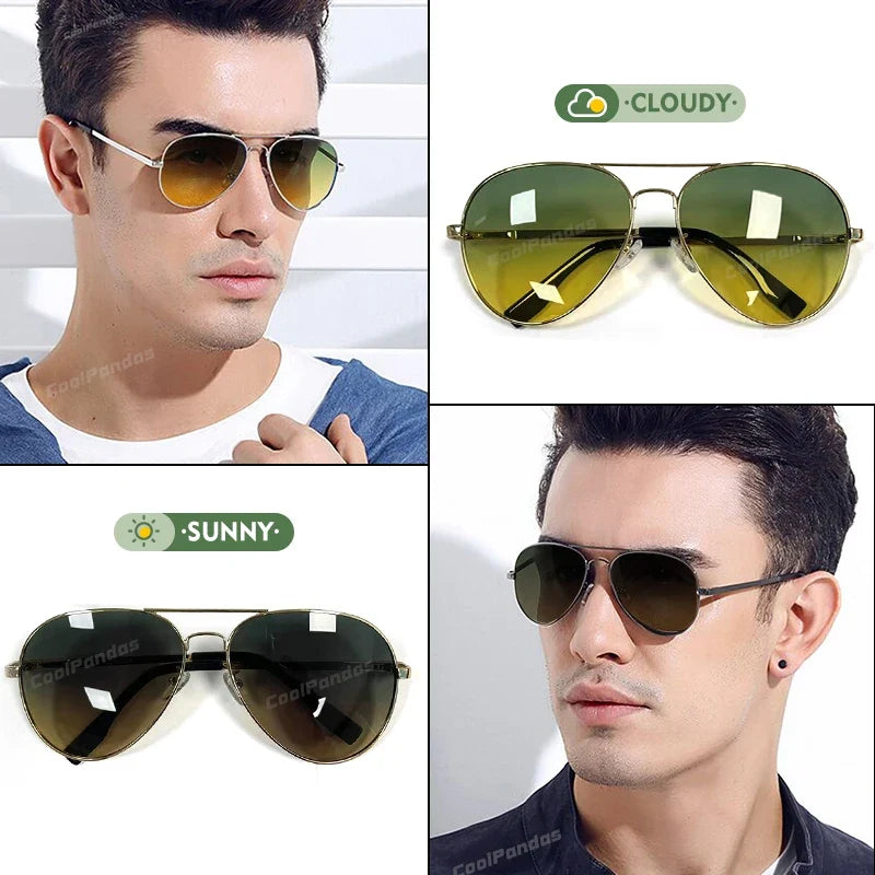 Aviation Photochromic Day Night Vison Sunglasses Men Polarized Fashion Sun Glasses Women Safe Driving Anti-Glare UV400