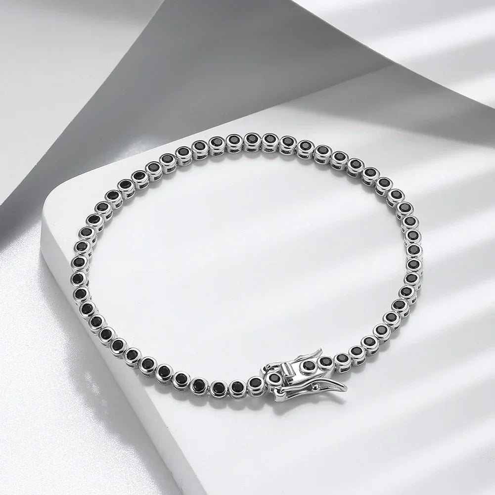 Shiny Tennis Bracelet 925 Sterling Silver 1.5/2/3mm Clear Cubic Zirconia for Women Luxury Chain Bracelet Jewelry SB143