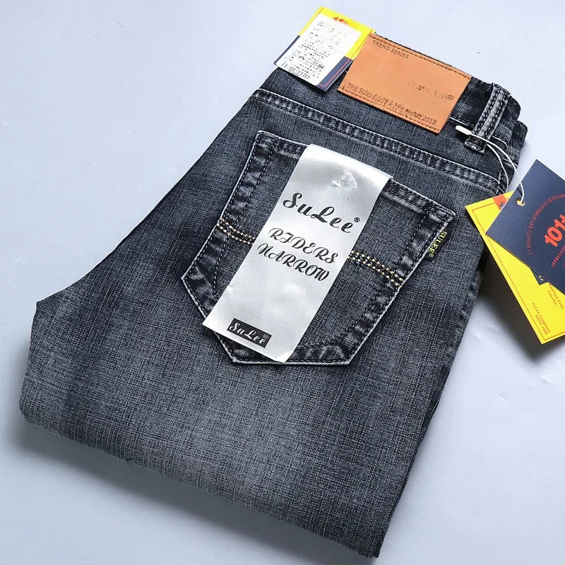Men's Spring Season Su Lee Loose-fit Straight-leg Versatile Casual Trendy Denim Trousers Business Casual Long Pants