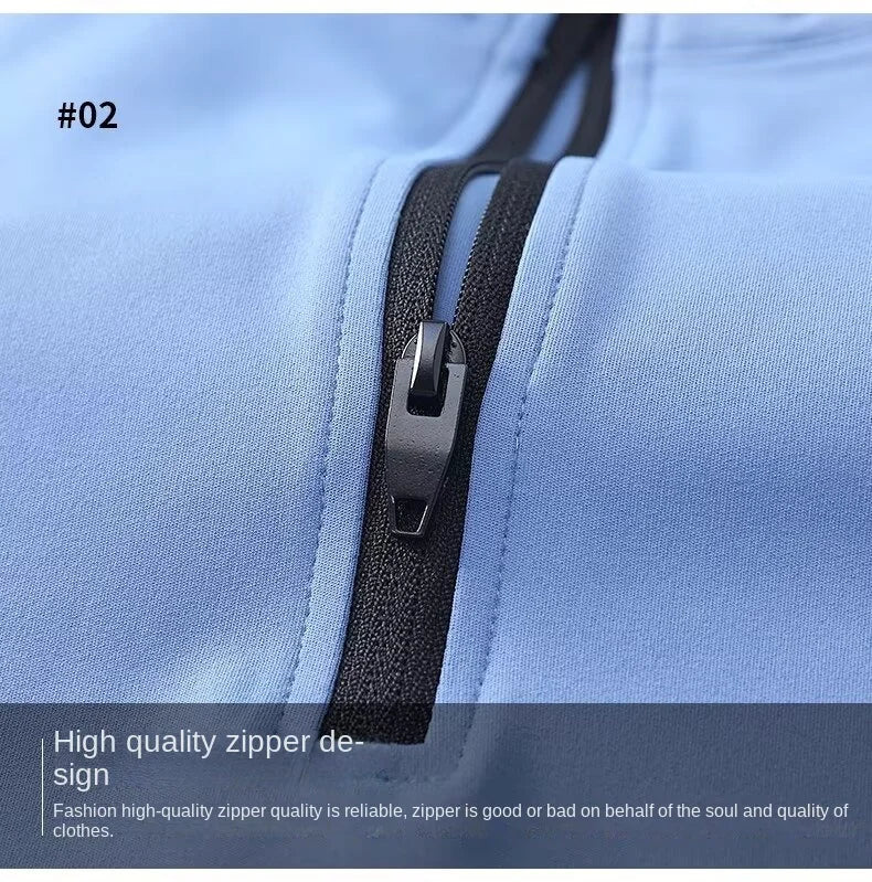 Sports quick drying long sleeved men's 2025 autumn and winter warm running T-shirt with half zipper top for outdoor cycling trai