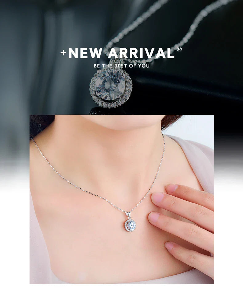 Genuine 925 Sterling Silver Luxury Chain Brand Necklace with 2.0Ct AAAAA Level Zircon Necklaces Gift Jewelry for women