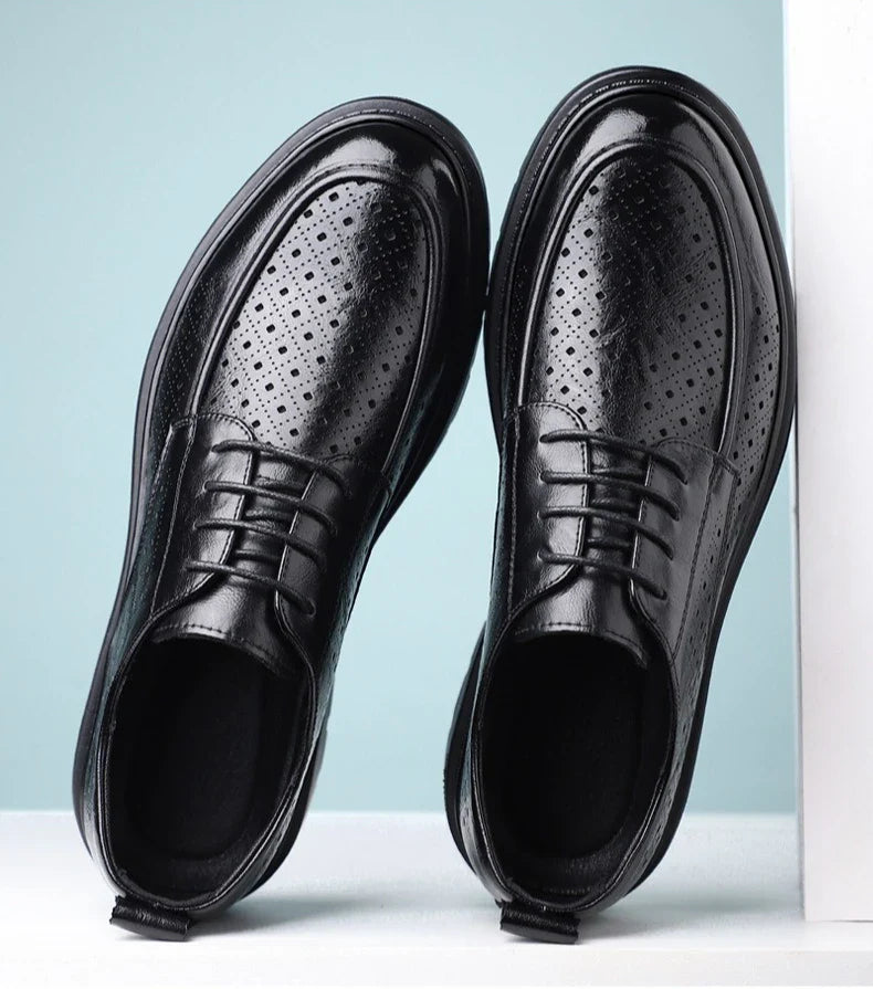 British Style Business Derby Shoes for Men Spring Summer Breathable Dress Shoes Male Fashion Casual Leather Wedding Shoe Man