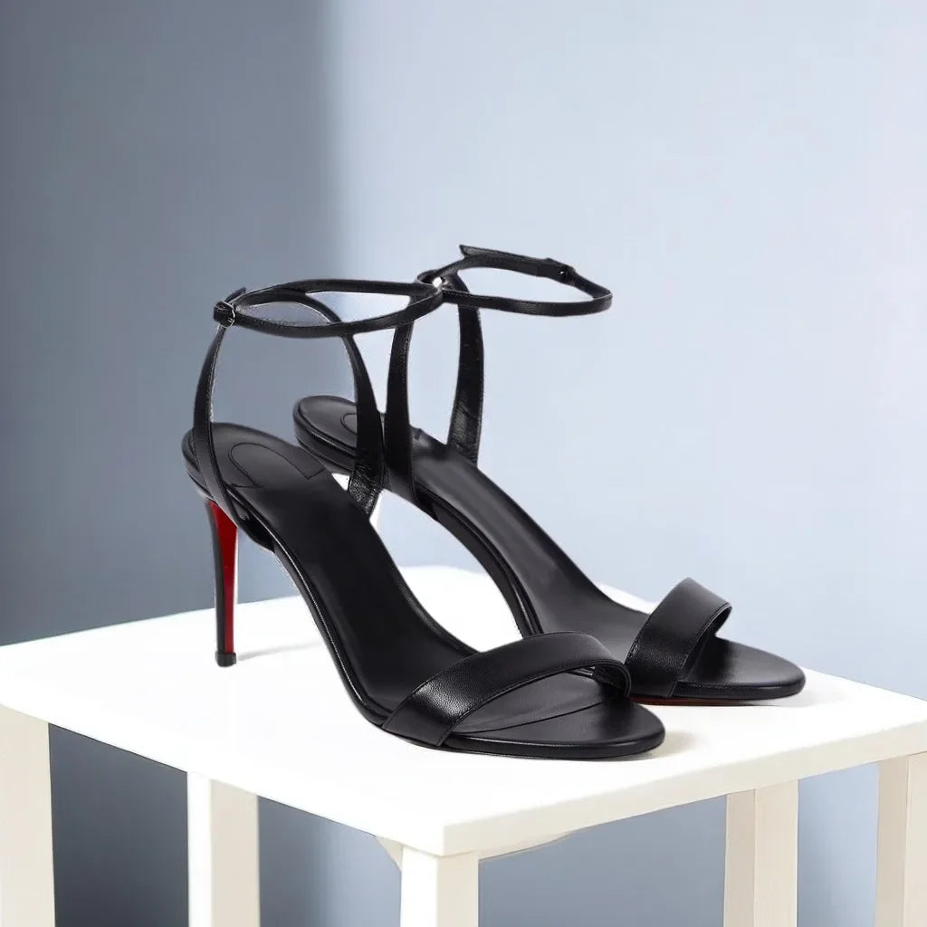 New slim heel nude sexy one-piece high-heeled sandals with feminine temperament, French women's comfortable high-heeled shoes