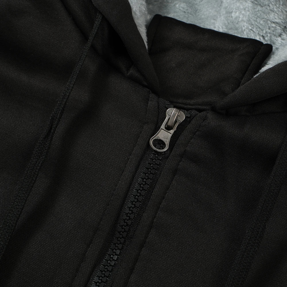 Men's Jacket Anime Bleach Zip Up Hoodies Thicken Warm for Men Fleece Long Sleeve Coat Casual Hooded Streetwear Men Winter Coats