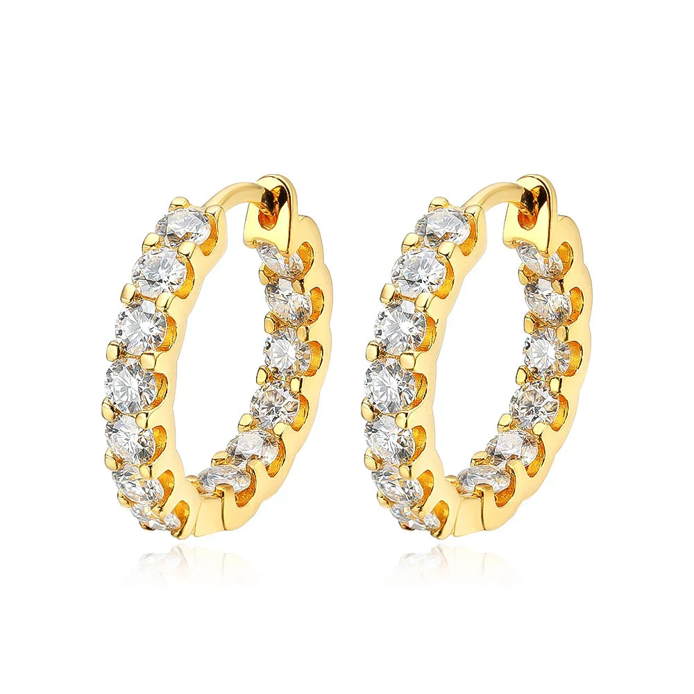 100% 925 Sterling Silver 3mm Real Moissanite Hoop Earrings For Men Women 2023 Trending Luxury Wedding Party Fine Jewelry