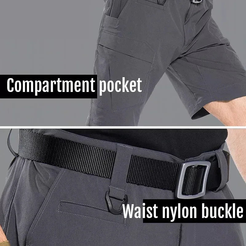 Summer Outdoor Tactical Cargo Shorts for Men - Waterproof, Multi-Pocket, Plus Size Hiking and Camping Urban Shorts