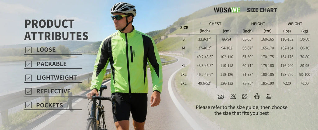 Men Windproof Water-repellent Reflective Cycling Jacket MTB Bicycle Long Sleeve Windbreaker Bike Coat Jersey