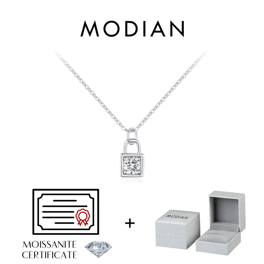 0.5 Carat D Color Moissanite Lock Pendant Necklace For Women 925 Sterling Silver Party Stackable Fine Jewelry With Boxes