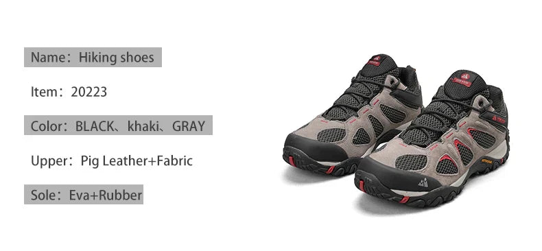 New Non-slip Wear Resistant Men‘s Outdoor Hiking Shoes Breathable Splashproof Climbing Men Sneaker Hunting Mountain Shoes