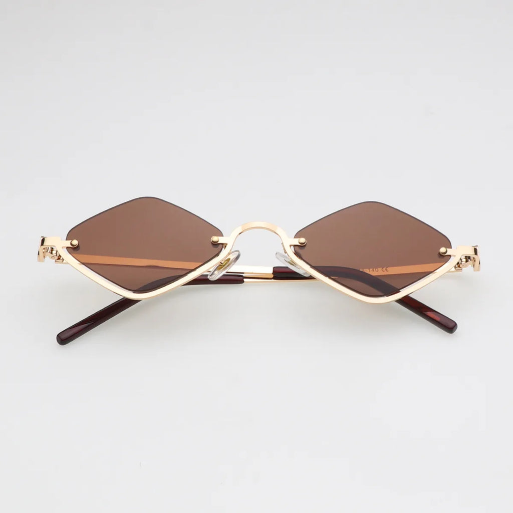 Fashion Small Polygonal Sunglasses Women Luxury Brand Metal Half Frame Sun Glasses Ladies Hipster sexy Cat Eye Shades Vintage