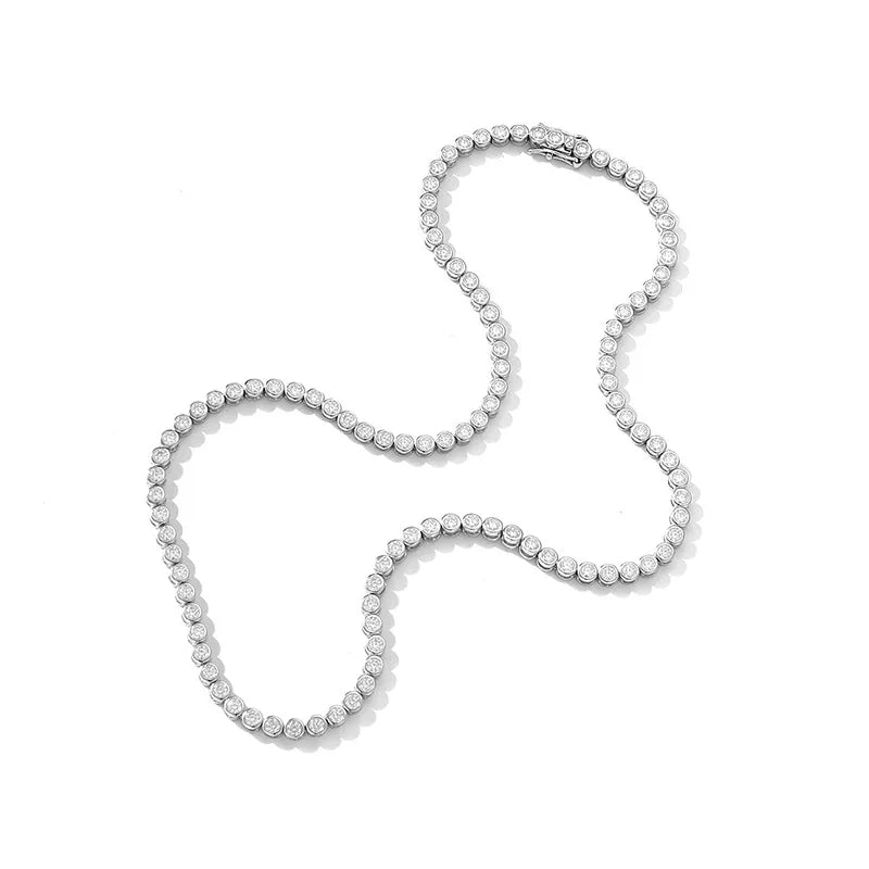 Luxury Bubble 2/3mm D Color Full Moissanite Tennis Necklace for Women S925 Silver Plated 18K Diamond Neck Chain Necklaces