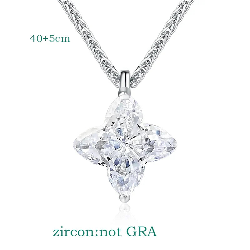 Certified 1CT 3CT Flower Cut Moissanite Necklace for Women Sparkling Lab Diamond Pendant Pure S925 Silver Chain Jewelry